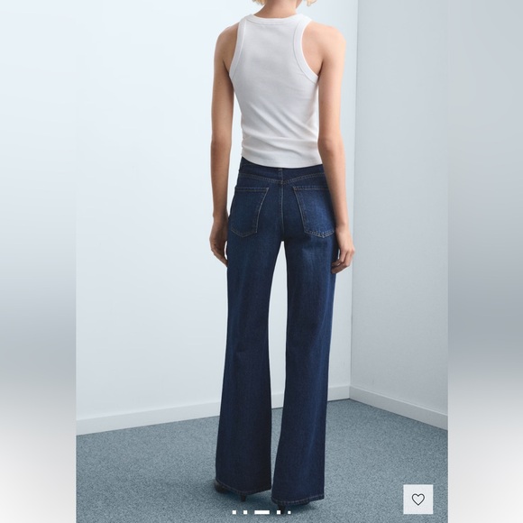 Mango Danila Wide Leg Jeans Dark Wash Size 4 Hemmed 29” Inseam - Picture 2 of 8